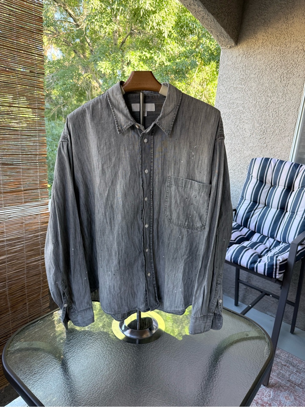 Zara Men's Washed Dark Gray Button-Down Shirt